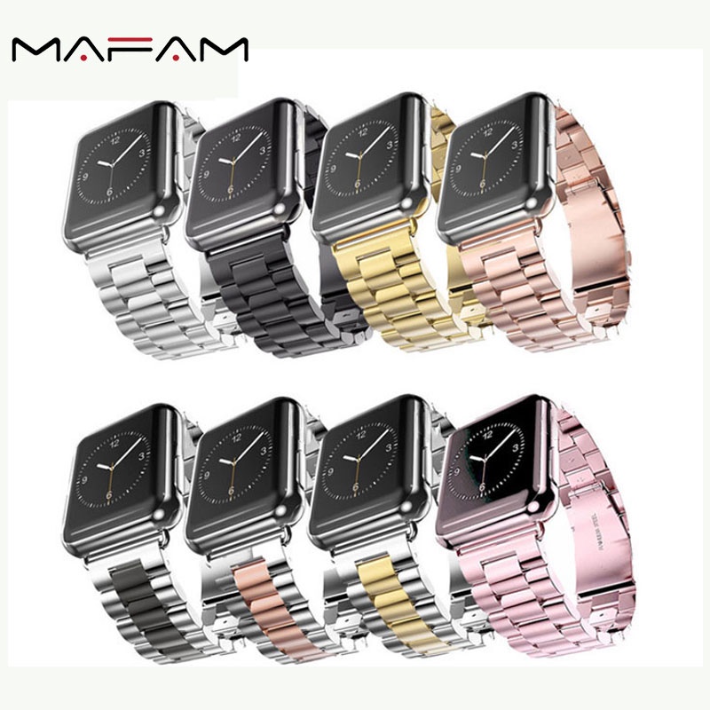 Mafam สายนาฬิกาข้อมือ สายสแตนเลส ประดับลูกปัดโลหะ ขนาด 44 มม. 42 มม. 40 มม. 38 มม. สําหรับ Apple Watch iwatch series 5 4 3 2 1