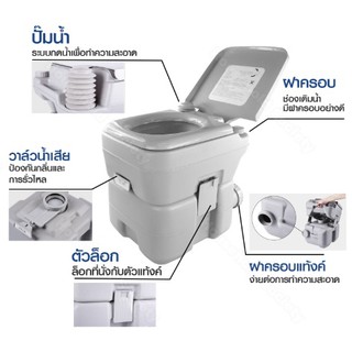 สุขาเคลื่อนที่ ชักโครกเคลื่อนที่ ชักโครกพกพา Portable toilet (สีเทา)