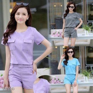 1152 เซ็ต 2 ชิ้น เสื้อแขนสั้นคอกลม+กางเกงขาสั้น