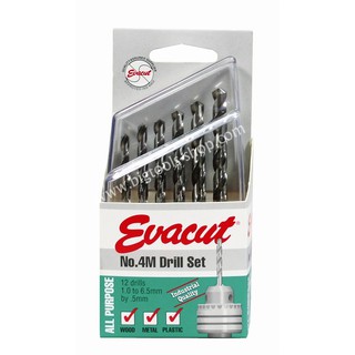 Evacut : ดอกสว่าน High Speed Steel (HSS) ชุด 12 ดอก (1.0-6.5 มิล) (No.4M)