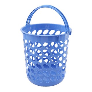 🚚💨พร้อมส่ง!! ตะกร้าพลาสติก ทรงกลม มีหูหิ้ว สีน้ำเงิน Round Basket with Handle 36x40 cm. Blue Color