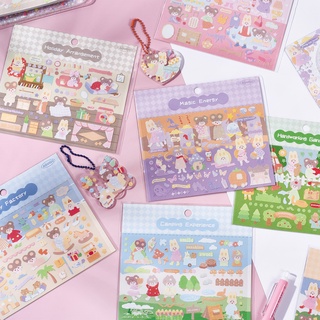 Peach 1Pcs Cute cartoon landscape stickers Journal Scrapbook Decor Sticker