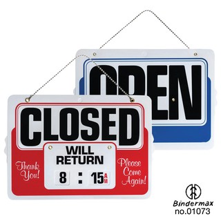 แหล่งขายและราคาป้ายเปิดปิด  ป้าย OPEN CLOSE ป้ายเปิดปิดร้าน บอกเวลาเปิดร้านได้ BINDERMAX รุ่น 01073อาจถูกใจคุณ