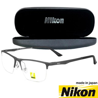 Nikon แว่นตา รุ่น 9011 C-2 เทา กรอบเซาะร่อง ขาสปริง สแตนเลส สตีล (สำหรับตัดเลนส์) กรอบแว่นตา Eyeglass Made in Japan