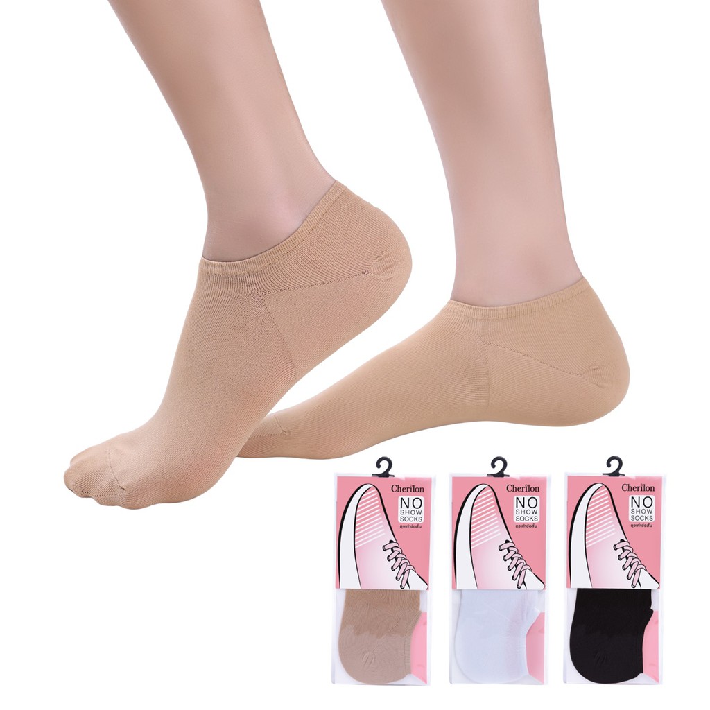 S Cherilon เชอรีล่อน ถุงเท้าข้อสั้น ถุงเท้า ผ้านุ่ม หนา 70D ใส่สบาย ระบายอากาศดี ช่วยลดกลิ่นอับ กันรองเท้ากัด NSB-ROOMIN
