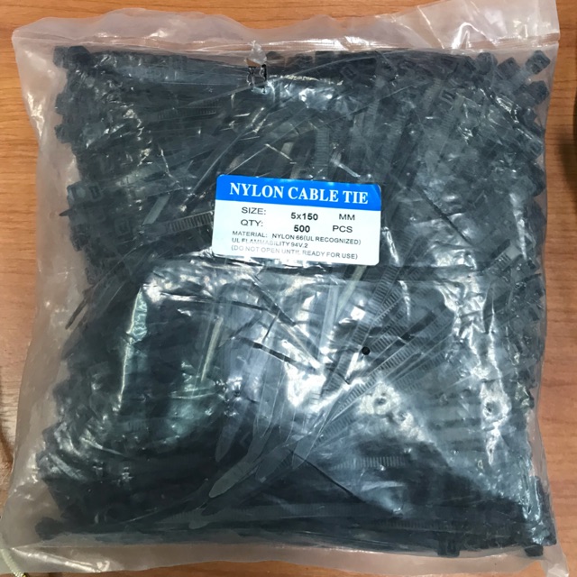 สายรัดเคเบิ้ลไทร์ Cable Tie ยาว (6นิ้ว)แบบหนา 5X150mm 500PCS – โปรปัง