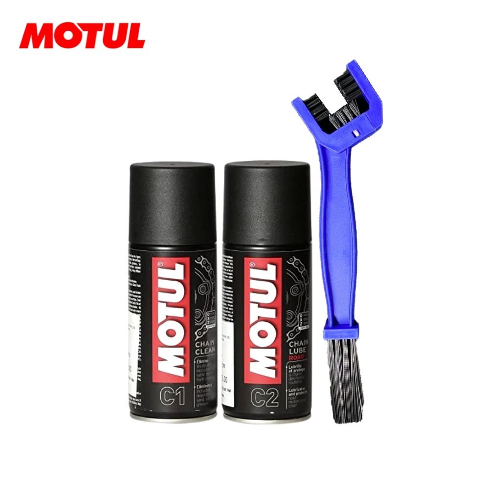 สเปรย์ล้างโซ่ MOTUL C1 ขนาด 150 มล. + สเปรย์หล่อลื่นโซ่ MOTUL C2 ขนาด 150 มล.+แปรงขัดโซ่