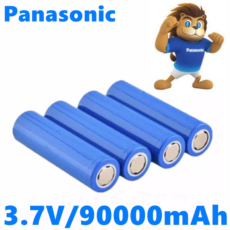 [4 ก้อน] Panasonic ถ่านชาร์จ 18650 3.7V 90000 mAh ไฟเต็ม ราคาสุดคุ้ม แบตเตอรี่ลิเธียมไอออนแบบชาร์จไฟได้ ราคาถูก 4 ก้อน