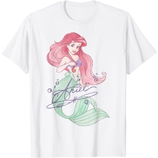 เสื้อยืดผ้าฝ้าย ไอเทมเด็ด!!เสื้อยืด พิมพ์ลาย The Little Mermaid Ariel Signed Portrait สําหรับครอบครัว ผู้ใหญ่