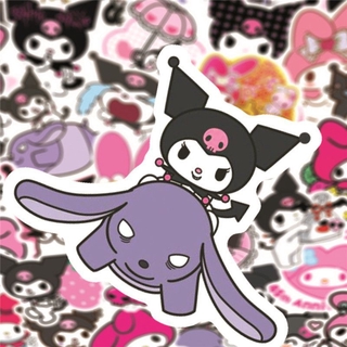 สติ๊กเกอร์พีวีซี Kuromi กันน้ําสําหรับตกแต่งจักรยานสเก็ตบอร์ด 50 ชิ้น