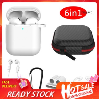 【WX】6 In 1 ชุดกล่องเก็บหูฟังบลูทูธ สําหรับ Air-Pods 1 2