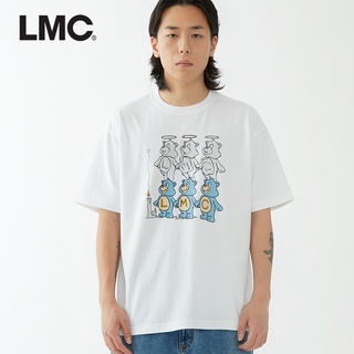 LMC น้ําขึ้นน้ําลงแบรนด์เดิมสามหมีสั้นแขนเสื้อยืดรุ่นใหม่เกาหลีของผ้าฝ้ายบริสุทธิ์หลวมชายและหญิ ]b?