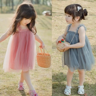 Baby Girl Mesh Sling Princess Dresses Summer Toddler U-neck Holiday Dress