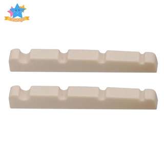 2x Guitar Curved Slotted Nut for 4-String Electric Guitar Bass Beige Color