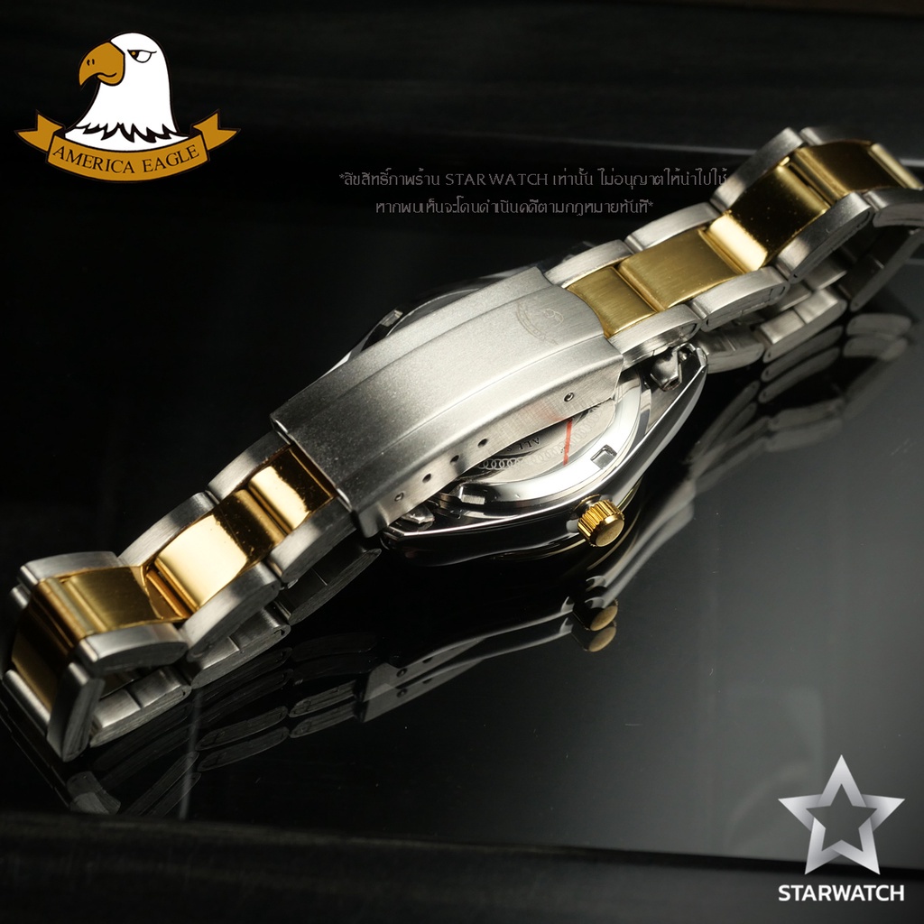 ❃✷❣AMERICA EAGLE นาฬิกาข้อมือผู้หญิง สายสแตนเลส รุ่น SW8002L – SILVERGOLD/GOLD
