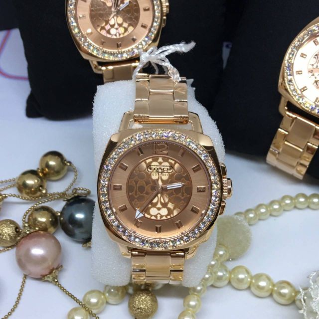 Coach Womens 14501701 Mini Boyfriend Rose Gold Tone Bracelet Watch