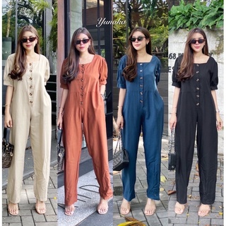 Yunaka จั๊มสูท ชุดจั๊ม จั๊มสูทขายาว Square Neck Jumpsuit อก 38 เอว 36