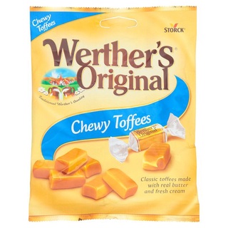 🔥ยอดนิยม!! เวอร์เธอร์ ออริจินอล ลูกอมเคี้ยวหนึบรสคาราเมล 80กรัม Werthers Original Chewy Toffee 80g