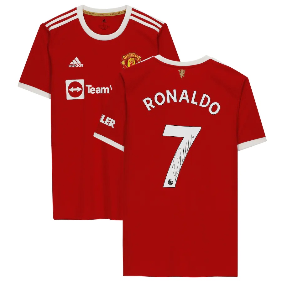 เสื้อกีฬาแขนสั้น ลายทีมชาติฟุตบอล Cristiano Ronaldo 7 Manchester United เบอร์ 2021 22 7 2021/22 สีแด