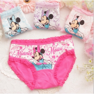 Mickey pattern（4 PCS)กางเกงชั้นใน ผ้าฝ้าย ลูกไม้ สําหรับเด็ก