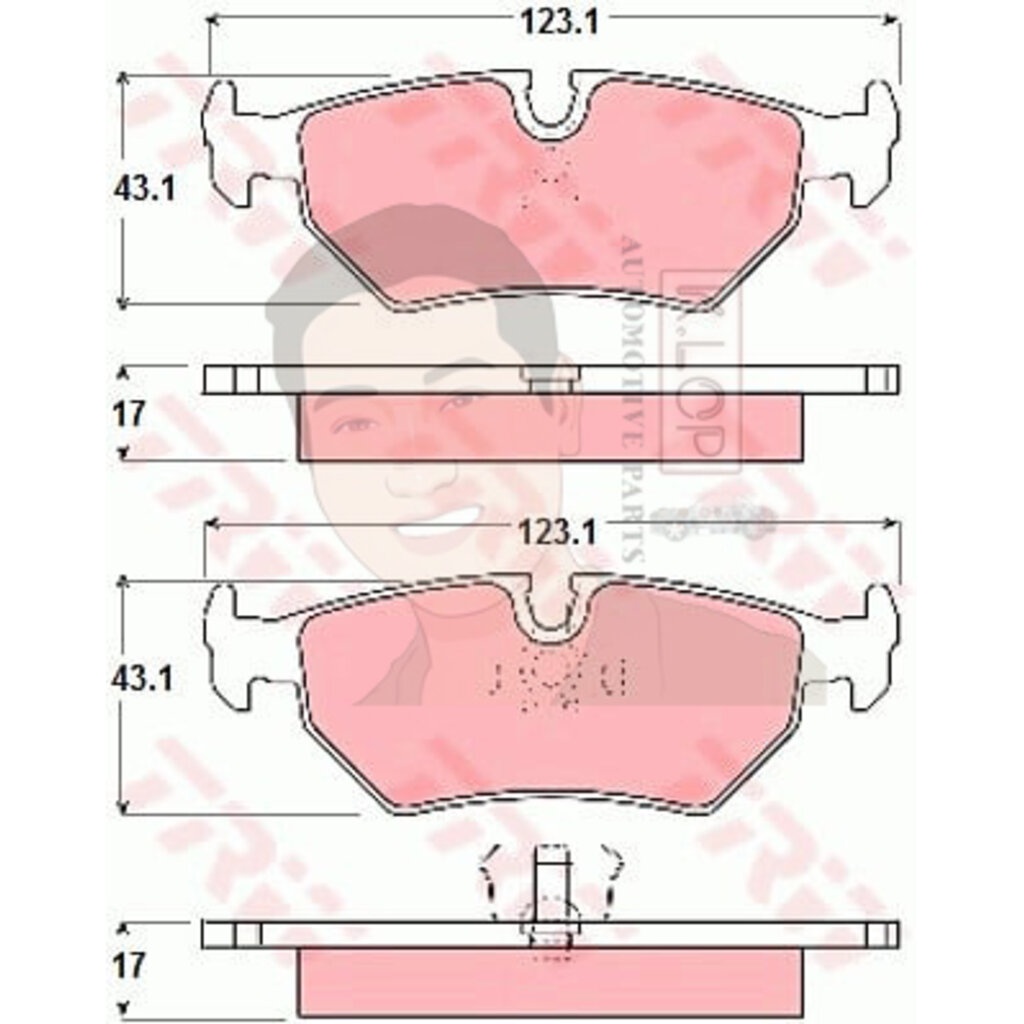 GDB1109 ผ้าเบรค-หลัง(TRW) (เนื้อผ้า COTEC) JAGUAR XJ6 (XJ40)