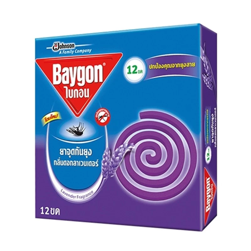 BAYGON ไบกอน ยาจุดกันยุง กลิ่นดอกลาเวนเดอร์ (กล่อง 12 ขด)