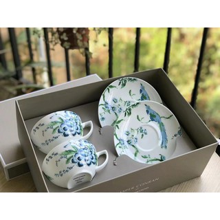 Wedgwood Jasper conran White Jade/Jade Jade Bone China Tea Cup Two Cups Two Plates Gift Box dgHy