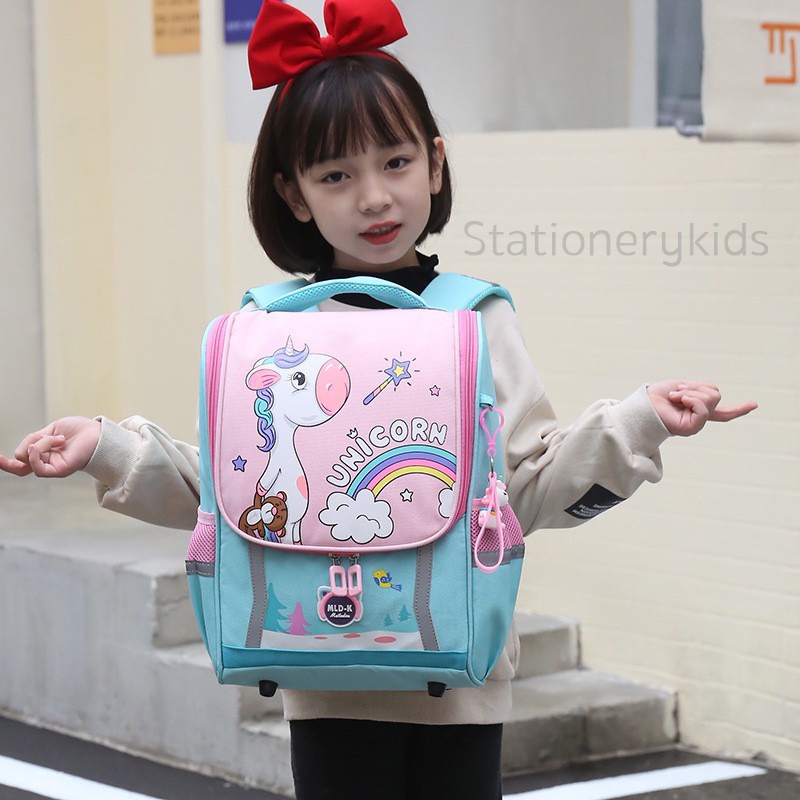 กระเป๋านักเรียนประถมทรงกล่อง Unicorn พร้อมส่ง