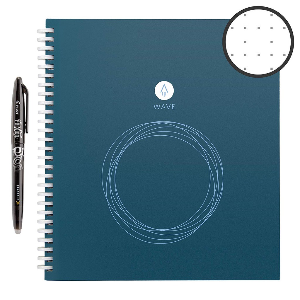 Rocketbook Wave Smart Notebook ลบด้วยไมโครเวฟ Dotted Grid Eco-Friendly Notebook w/ 1 Frixion Pen -USA Imported Authentic