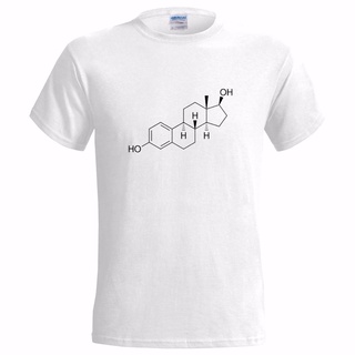 เสื้อยืดผ้าฝ้ายพิมพ์ลายขายดี เสื้อยืด ผ้าฝ้าย 100% พิมพ์ลาย ESTROGEN MOLECULAR STRUCTURE MENS SEX HORMONE GEEK SCIENCE S