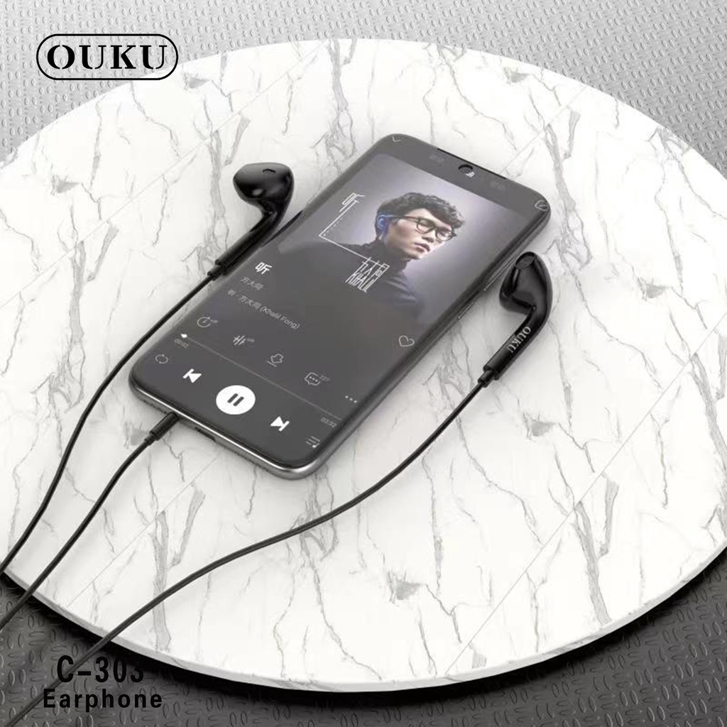 หูฟัง OUKU C303 หูฟัง Small talk หูฟังใช้ได้โทรศัพท์ทุกรุ่น เสียงดี เสียงนุ้ม สุดคุ้ม พร้อมส่ง(รับประกันหนึ่งปี)