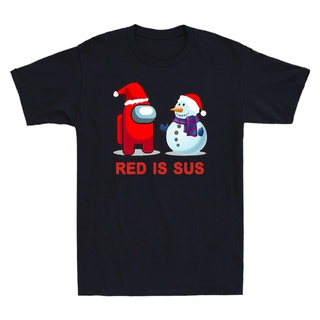 เสื้อยืด พิมพ์ลายเกม Red Is Sus Snowman Novelty Gamer Lovers ของขวัญคริสต์มาส สําหรับผู้ชายSize S-5XL