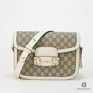 GUCCI HORSEBIT 1955 SMALL WHITE GG SUPREME MONOGRAM GHW