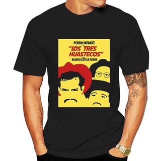 เสื้อยืดผ้าฝ้ายพิมพ์ลายแฟชั่น ใหม่ เสื้อยืดลําลอง แขนสั้น พิมพ์ลายโปสเตอร์ภาพยนตร์ Los Tres Huastecos สไตล์วินเทจ สําหรั