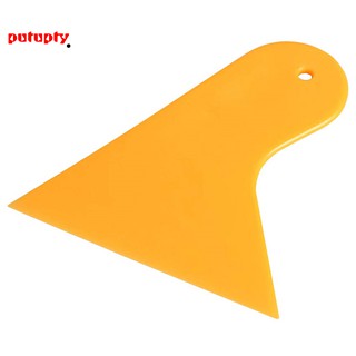 Plastic Yellow Auto Car Window Sticker Film Scraper Squeegee Cleaning Tool 10.5x9.5cm