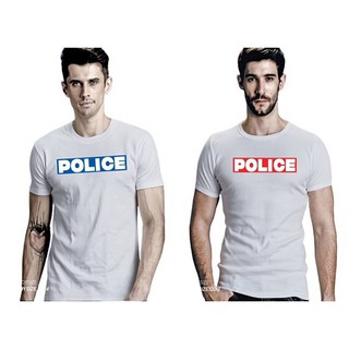 Police Extrasize  เสื้อยืด ทรง Slim fit พอดีตัว สีขาว ใส่ได้ทั้งผุ้ชาย/ผู้หญิง