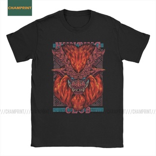 tshirtเสื้อยืดคอกลมฤดูร้อนMg15r2 เสื้อยืดแขนสั้น ผ้าฝ้าย พิมพ์ลาย Hunting Club Teostra Monster Hunter World s Rathian Dr