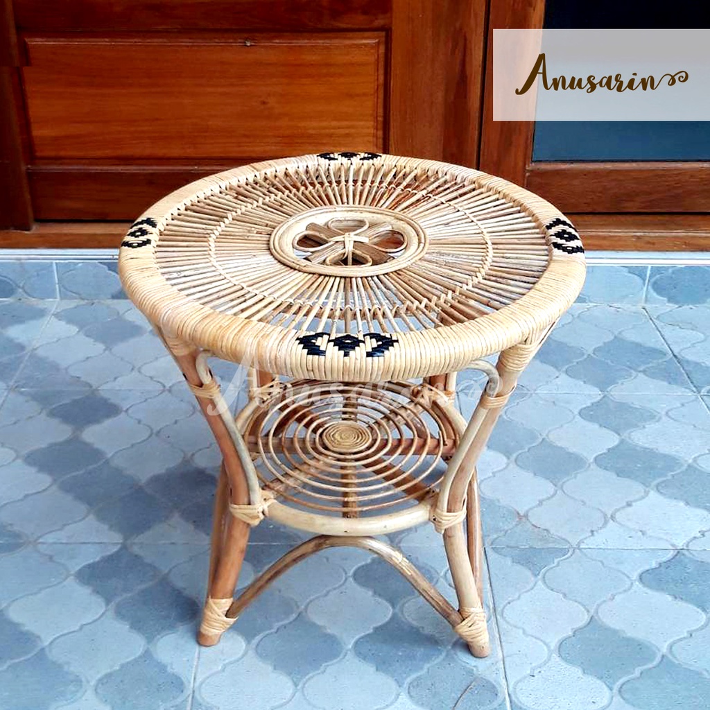 Anusarin Round Coffee Table 06 All Genuine Rattan โต๊ะหวายกลม 61 ซม