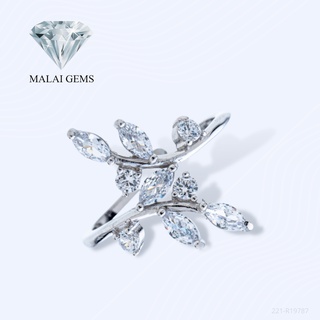 Malai Gems แหวนเพชร แหวนใบมะกอก เงินแท้ 925 เคลือบทองคำขาว ประดับเพชรสวิส CZ รุ่น 221-R19787 แถมกล่อง