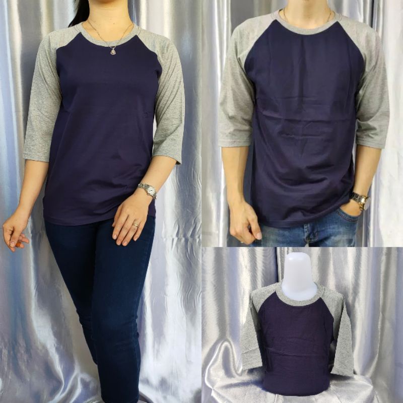 Navy/dongker-abumisty reglan เสื้อยืดสีพื้น 3/4 แขน uk 20 22 SML XL XXL