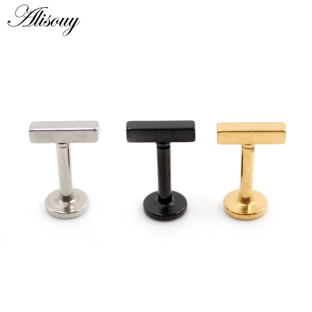 Alisouy 1 PC สแตนเลส 16G Strip Tragus Helix Labret Lip Bar แหวนสตั๊ดกระดูกอ่อนเจาะหูเครื่องประดับสําหรับผู้หญิงผู้ชาย