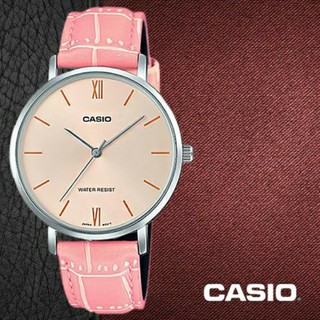 Casio รุ่น LTP-VT01L-4B นาฬิืกาข้อมือผู้หญิงสายหนังสีชมพู สไตล์เรียบหรู - มั่นใจ สินค้าข่องแท้