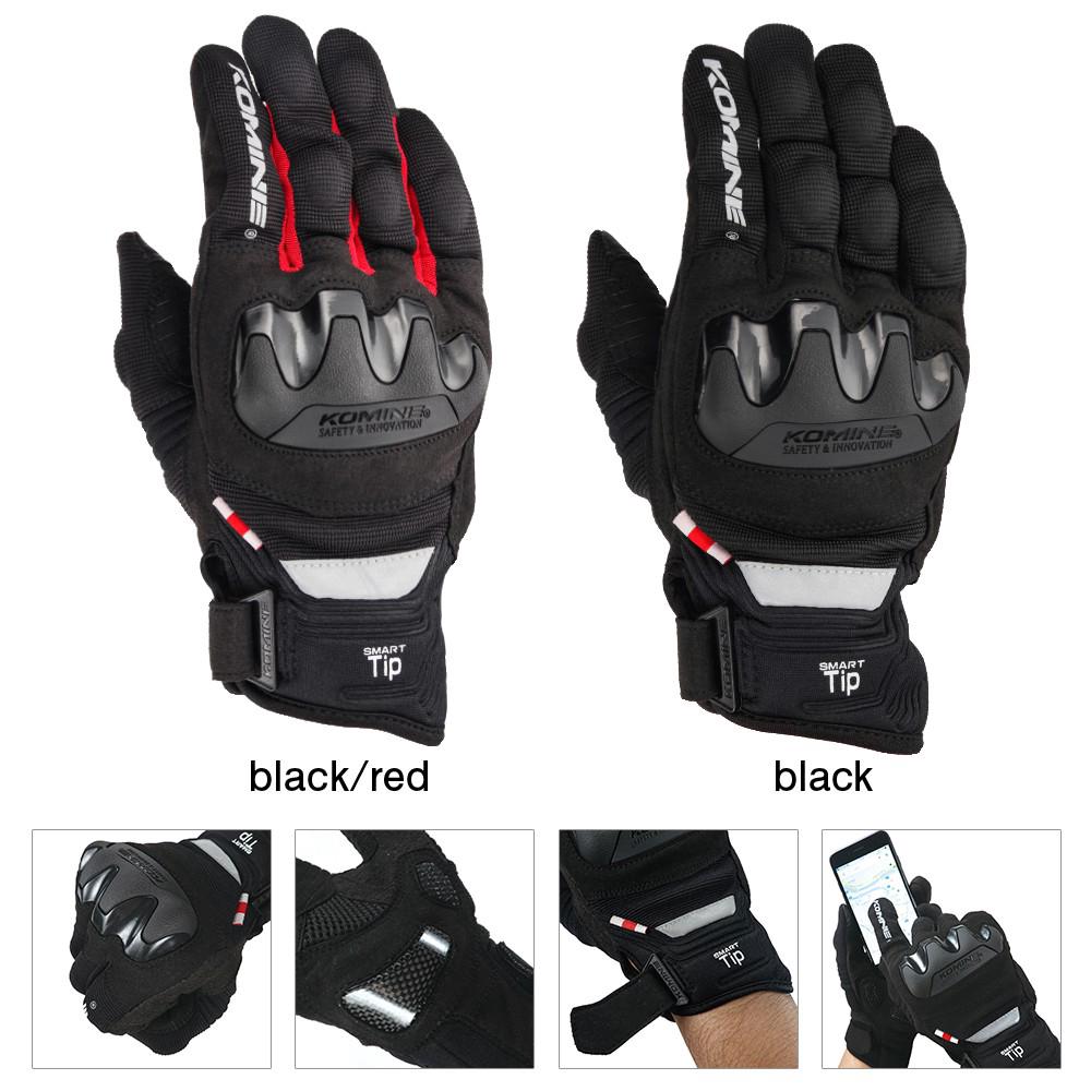 Komine GK220 ถุงมือตาข่าย แบบหนัง สัมผัสหน้าจอมือถือ สำหรับรถจักรยานยนต์ สกูตเตอร์