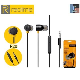 หูฟัง Realme รุ่น R20 หูฟังราคาถูก แจ๊ค3.5MM หูฟังเสียงดี หูฟังแท้ Realme สามารถใช้งานได้กับทุกรุ่น คุยสายได้