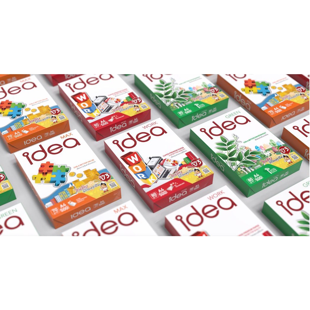 กระดาษถ่ายเอกสาร idea work 70แกรม และ80แกรม กระดาษA4 การดาษขาว