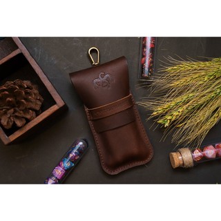 RPG Dice Potion Bag With Fantasy Dice Potion Flask Set:Brown Leather Double Potion Bag with Leather Stamped &amp; Dice Potin