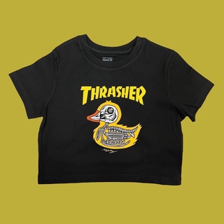 เสื้อยืด ครอป สรีนลาย Halloween Collection thrasher duck พร้อมส่ง✨