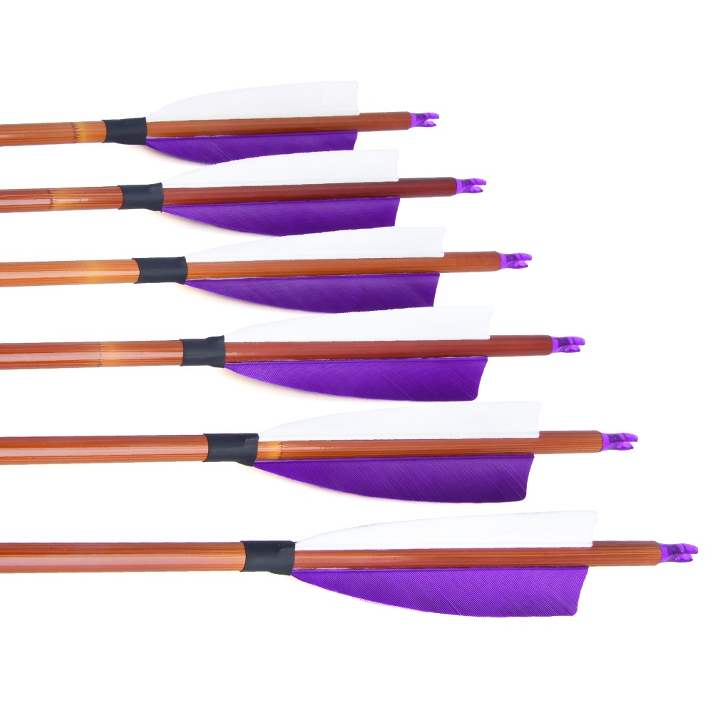 คันธนูและลูกศร 31 นิ้ว SP500 ผสมคาร์บอนลูกศร 4 นิ้วจริง Feather คอมโพสิต recurve โบว์เลียนแบบไม้ไผ่ 