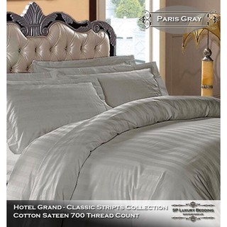 SP Luxury ปลอกผ้านวมลายริ้วสีเทาอ่อน 6 ฟุต (90x100 นิ้ว) พรีเมี่ยมเกรด