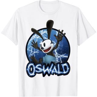 เสื้อยืดผ้าฝ้ายพรีเมี่ยม เสื้อยืด พิมพ์ลาย Disney Epic Mickey Oswald Lightning Portrait